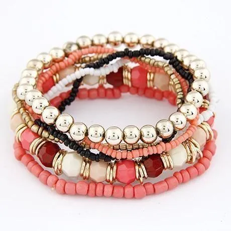 Charm Jewelry Set Beaded Charm Bracelets Set For Women Simple Coins Multilayer Bracelet Bohemian Jewelry 2021