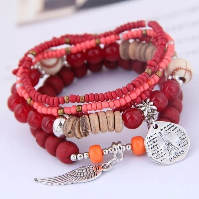 Charm Jewelry Set Beaded Charm Bracelets Set For Women Simple Coins Multilayer Bracelet Bohemian Jewelry 2021