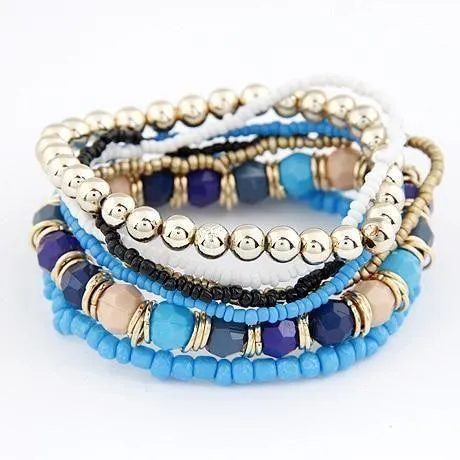 Charm Jewelry Set Beaded Charm Bracelets Set For Women Simple Coins Multilayer Bracelet Bohemian Jewelry 2021