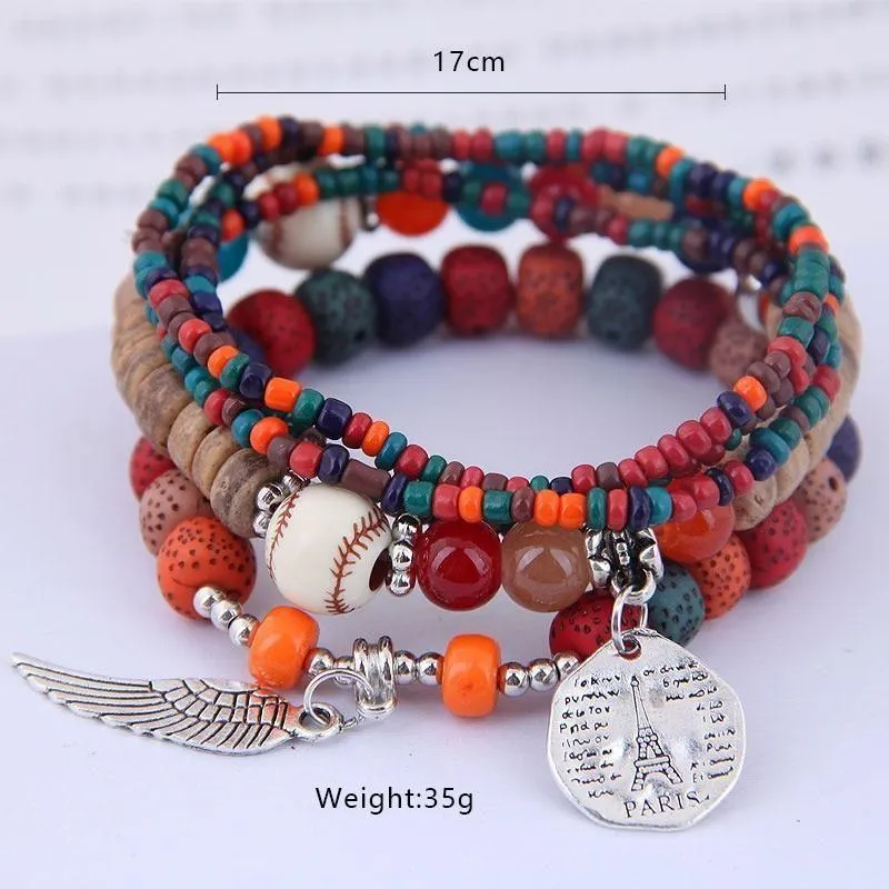 Charm Jewelry Set Beaded Charm Bracelets Set For Women Simple Coins Multilayer Bracelet Bohemian Jewelry 2021