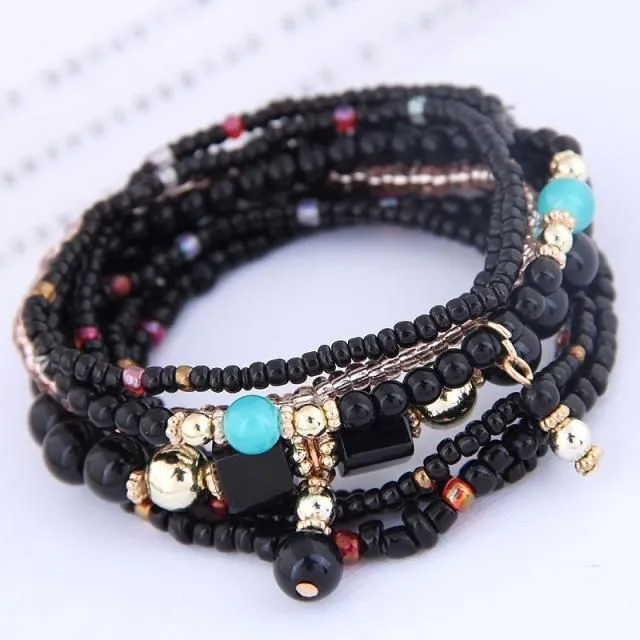 Charm Jewelry Set Beaded Charm Bracelets Set For Women Simple Coins Multilayer Bracelet Bohemian Jewelry 2021