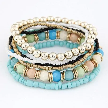 Charm Jewelry Set Beaded Charm Bracelets Set For Women Simple Coins Multilayer Bracelet Bohemian Jewelry 2021