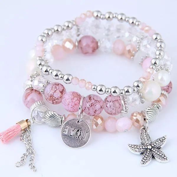 Charm Jewelry Set Beaded Charm Bracelets Set For Women Simple Coins Multilayer Bracelet Bohemian Jewelry 2021