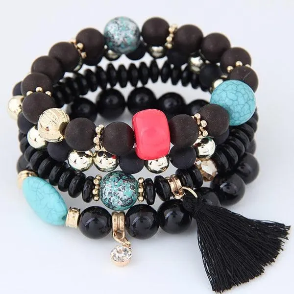 Charm Jewelry Set Beaded Charm Bracelets Set For Women Simple Coins Multilayer Bracelet Bohemian Jewelry 2021