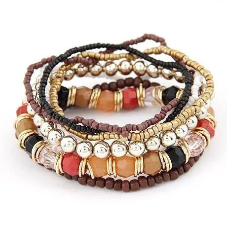 Charm Jewelry Set Beaded Charm Bracelets Set For Women Simple Coins Multilayer Bracelet Bohemian Jewelry 2021