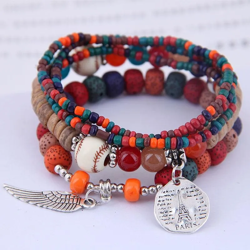 Charm Jewelry Set Beaded Charm Bracelets Set For Women Simple Coins Multilayer Bracelet Bohemian Jewelry 2021