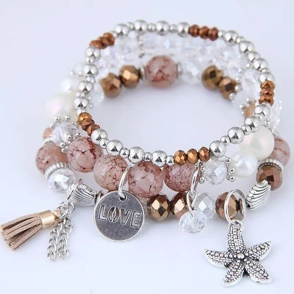 Charm Jewelry Set Beaded Charm Bracelets Set For Women Simple Coins Multilayer Bracelet Bohemian Jewelry 2021