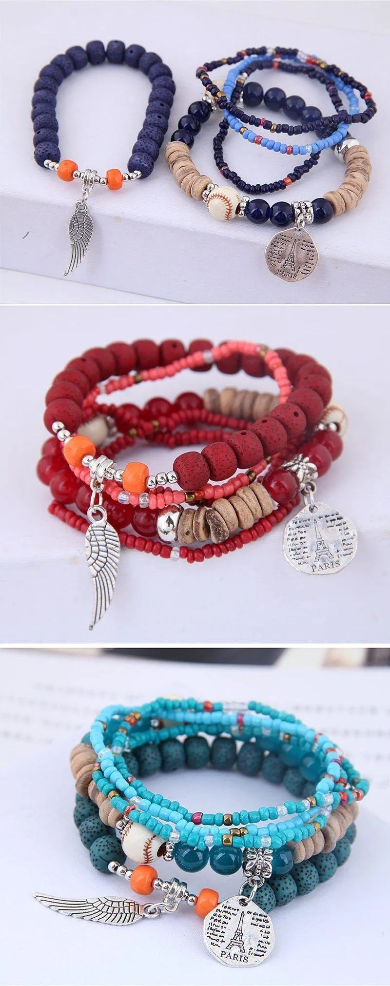 Charm Jewelry Set Beaded Charm Bracelets Set For Women Simple Coins Multilayer Bracelet Bohemian Jewelry 2021