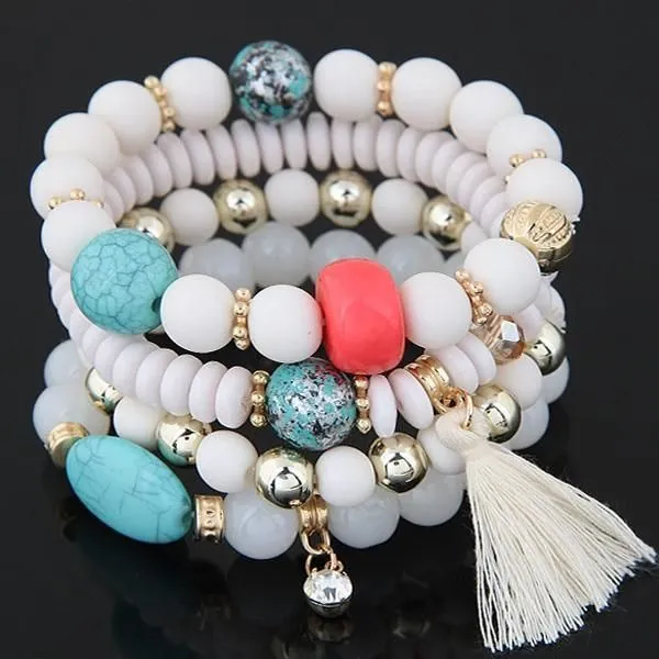 Charm Jewelry Set Beaded Charm Bracelets Set For Women Simple Coins Multilayer Bracelet Bohemian Jewelry 2021