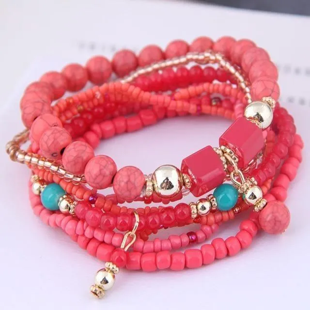 Charm Jewelry Set Beaded Charm Bracelets Set For Women Simple Coins Multilayer Bracelet Bohemian Jewelry 2021