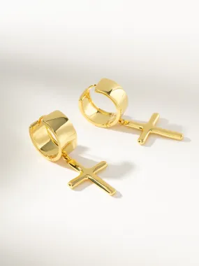 Chunky Cross Huggie Earrings