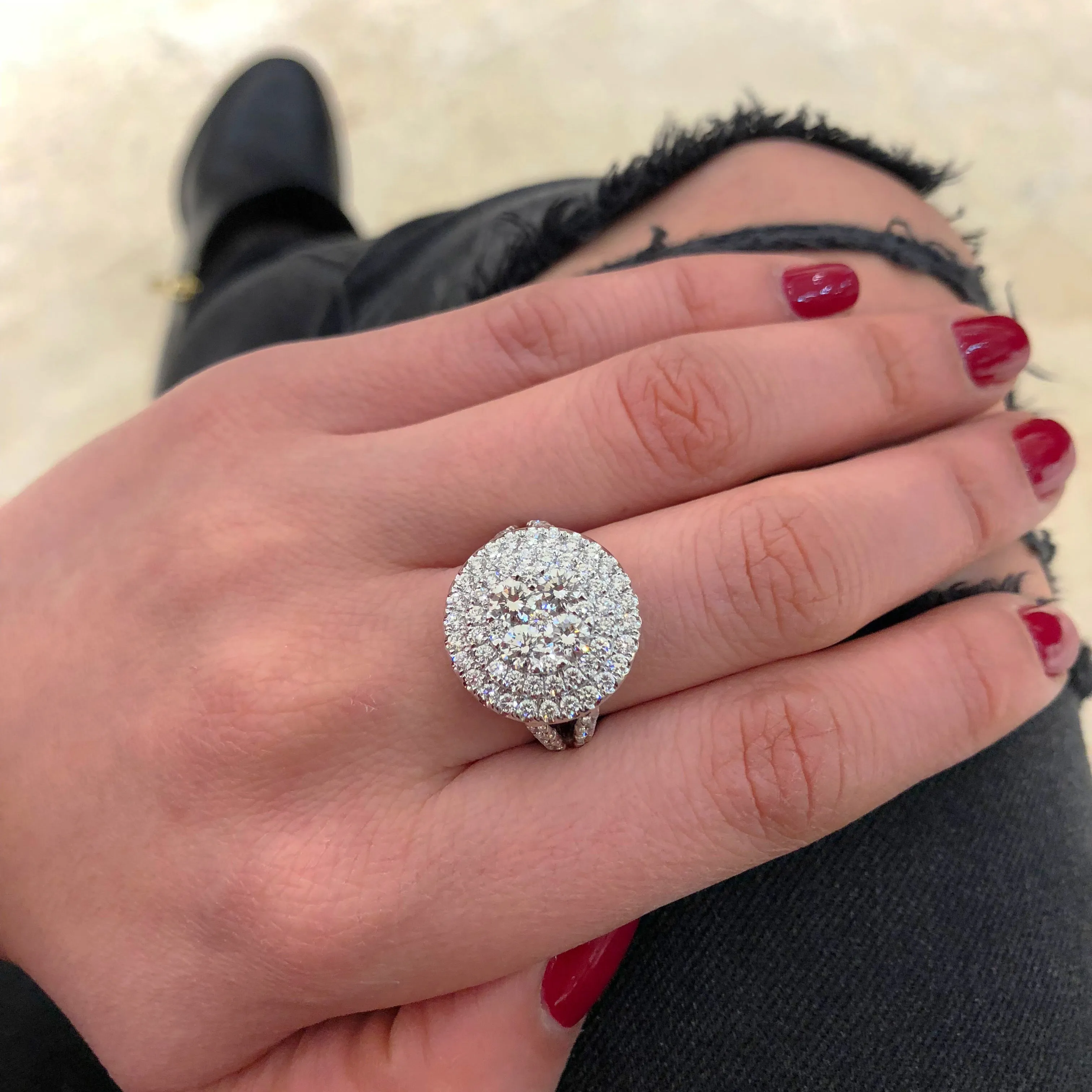 Circular Diamond Cluster Engagement Ring