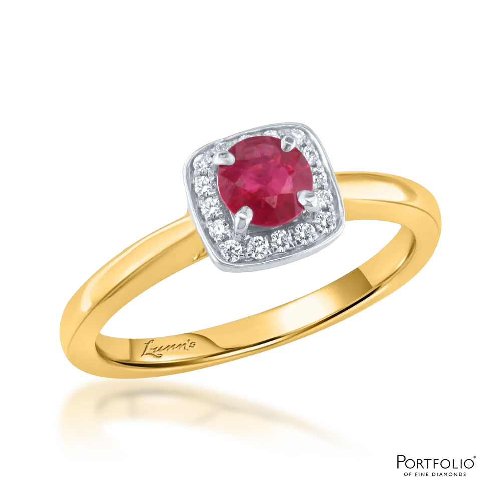 Cluster 0.44ct Ruby Yellow Gold Ring