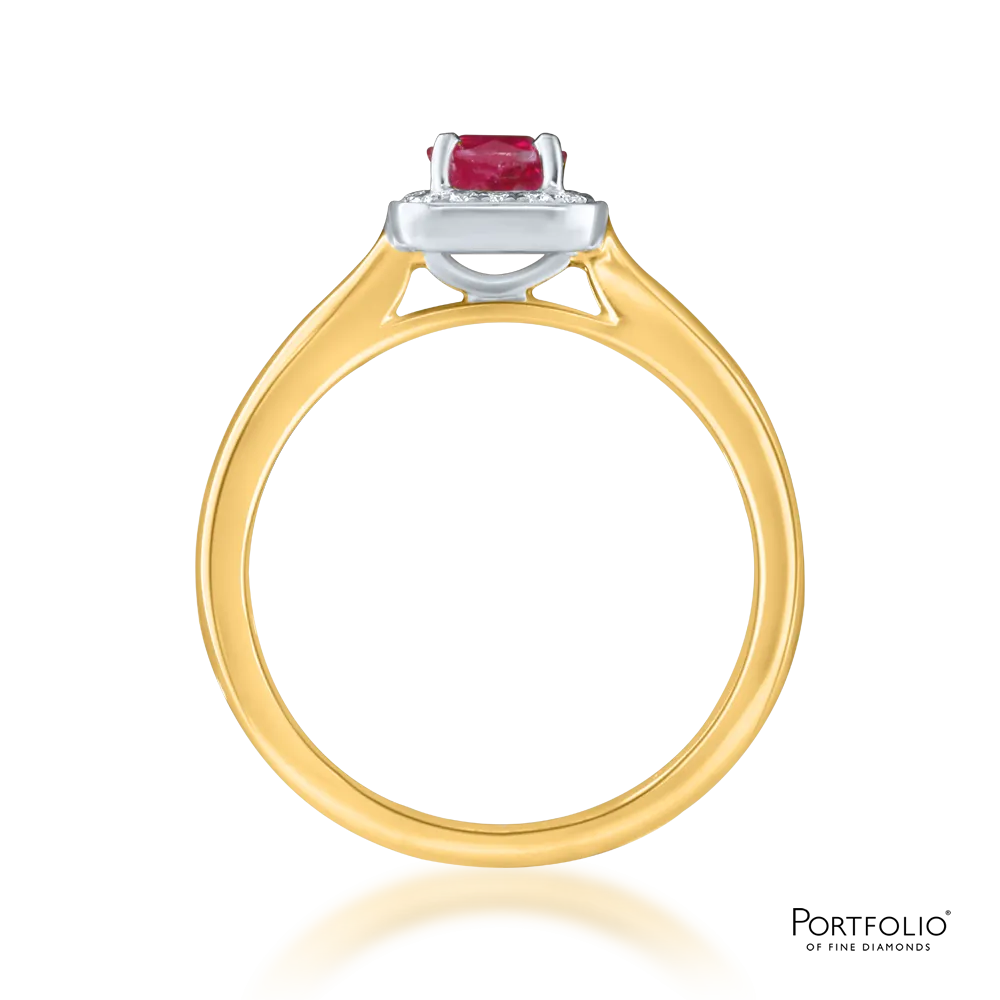 Cluster 0.44ct Ruby Yellow Gold Ring