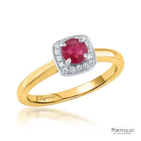 Cluster 0.44ct Ruby Yellow Gold Ring