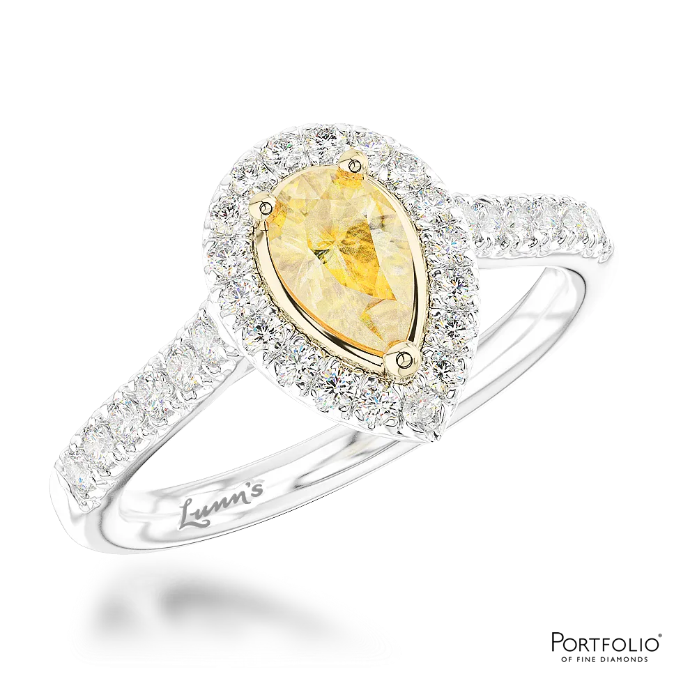 Cluster 0.45ct Fancy Yellow VS2 Yellow Diamond Platinum/Yellow Ring