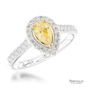 Cluster 0.45ct Fancy Yellow VS2 Yellow Diamond Platinum/Yellow Ring