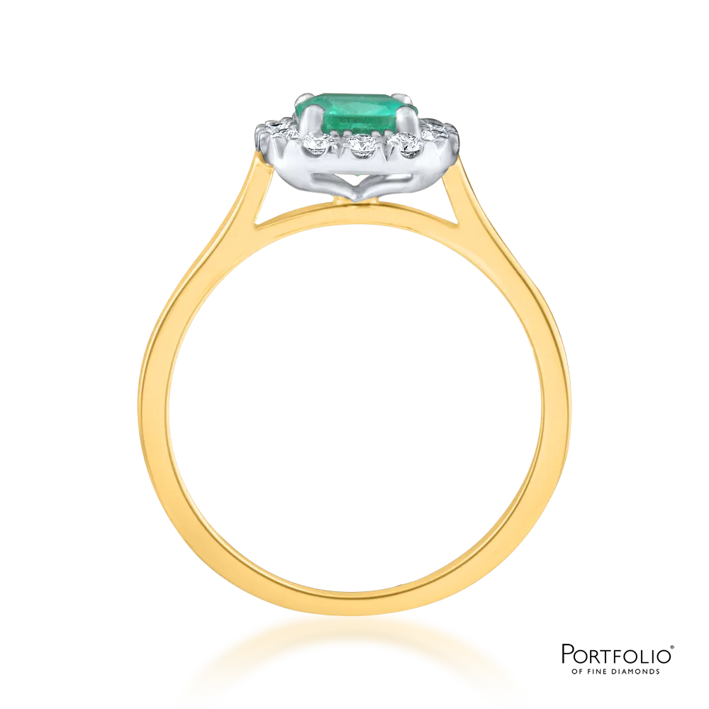 Cluster 0.76ct Emerald Yellow Gold Ring