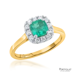 Cluster 0.76ct Emerald Yellow Gold Ring