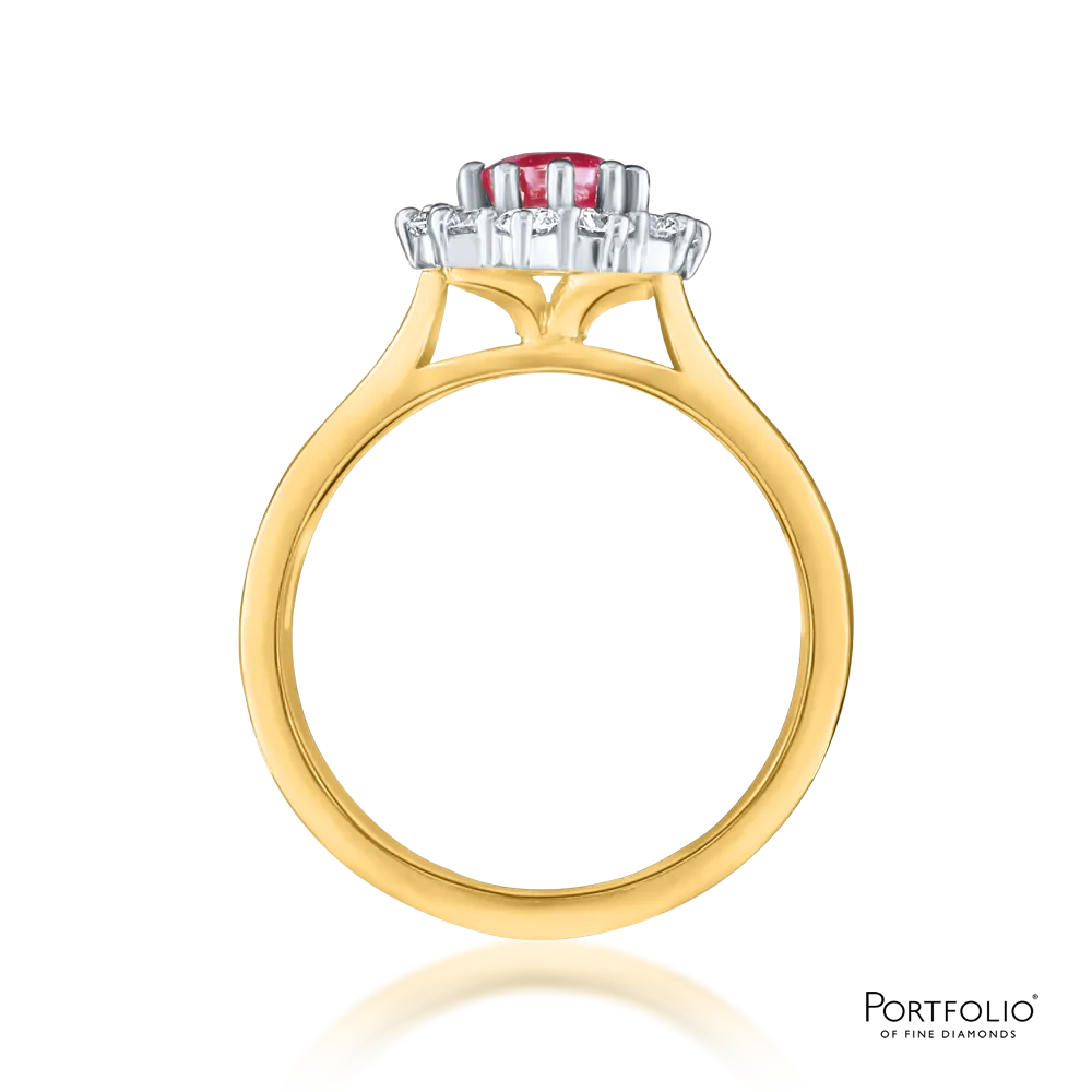 Cluster 0.92ct Ruby Yellow Gold Ring