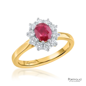 Cluster 0.92ct Ruby Yellow Gold Ring