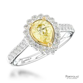 Cluster 1.01ct Fancy Intense Yellow SI1 Yellow Diamond Platinum/Yellow Ring