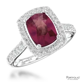 Cluster 1.29ct Ruby Platinum Ring