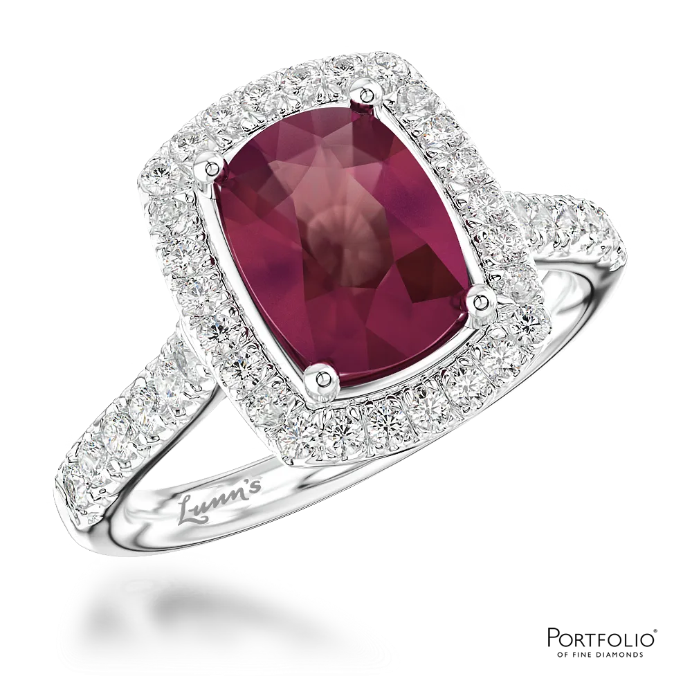 Cluster 1.29ct Ruby Platinum Ring