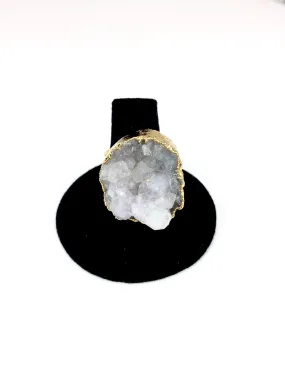 Clustered Quartz Gold Ring