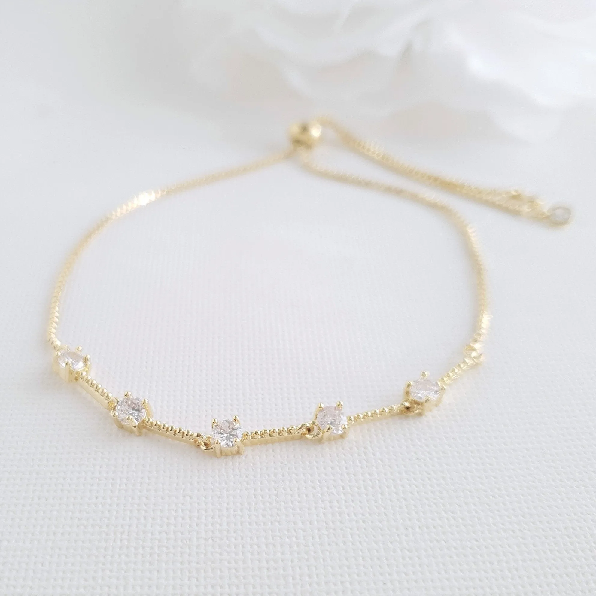 Delicate Bridal Bracelet in Gold for Brides & Bridesmaids- Ginger