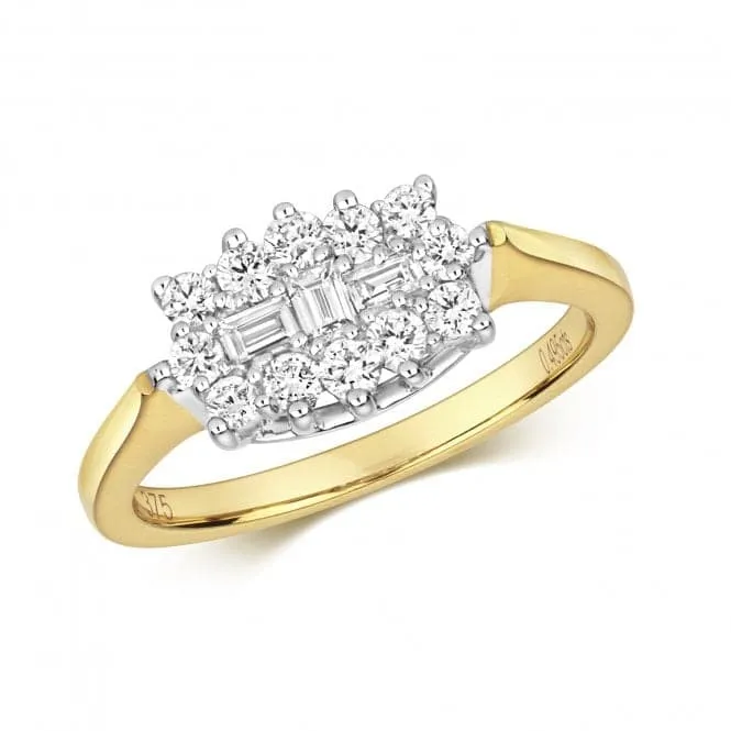 Diamond Jewellery 9k Gold Ring with 0.50CT Diamond Cluster RD313