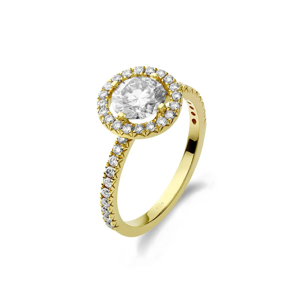 Diamond2 Solitaire Halo Ring with embellished band