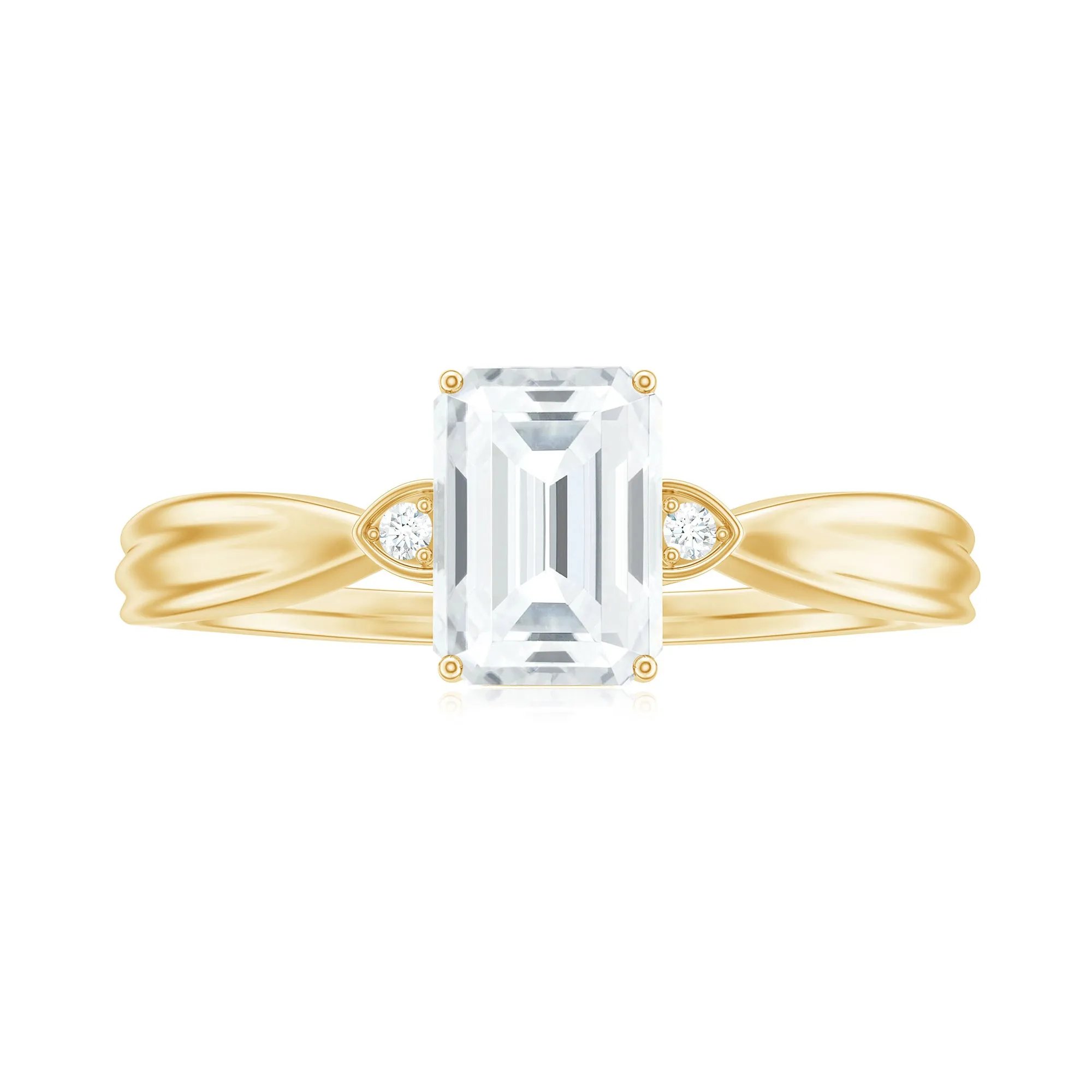 Emerald Cut Moissanite Simple Solitaire Engagement Ring for Girlfriend