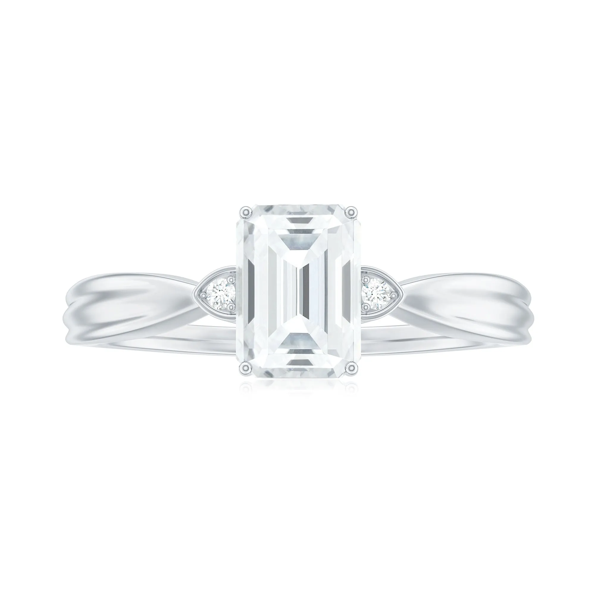 Emerald Cut Moissanite Simple Solitaire Engagement Ring for Girlfriend