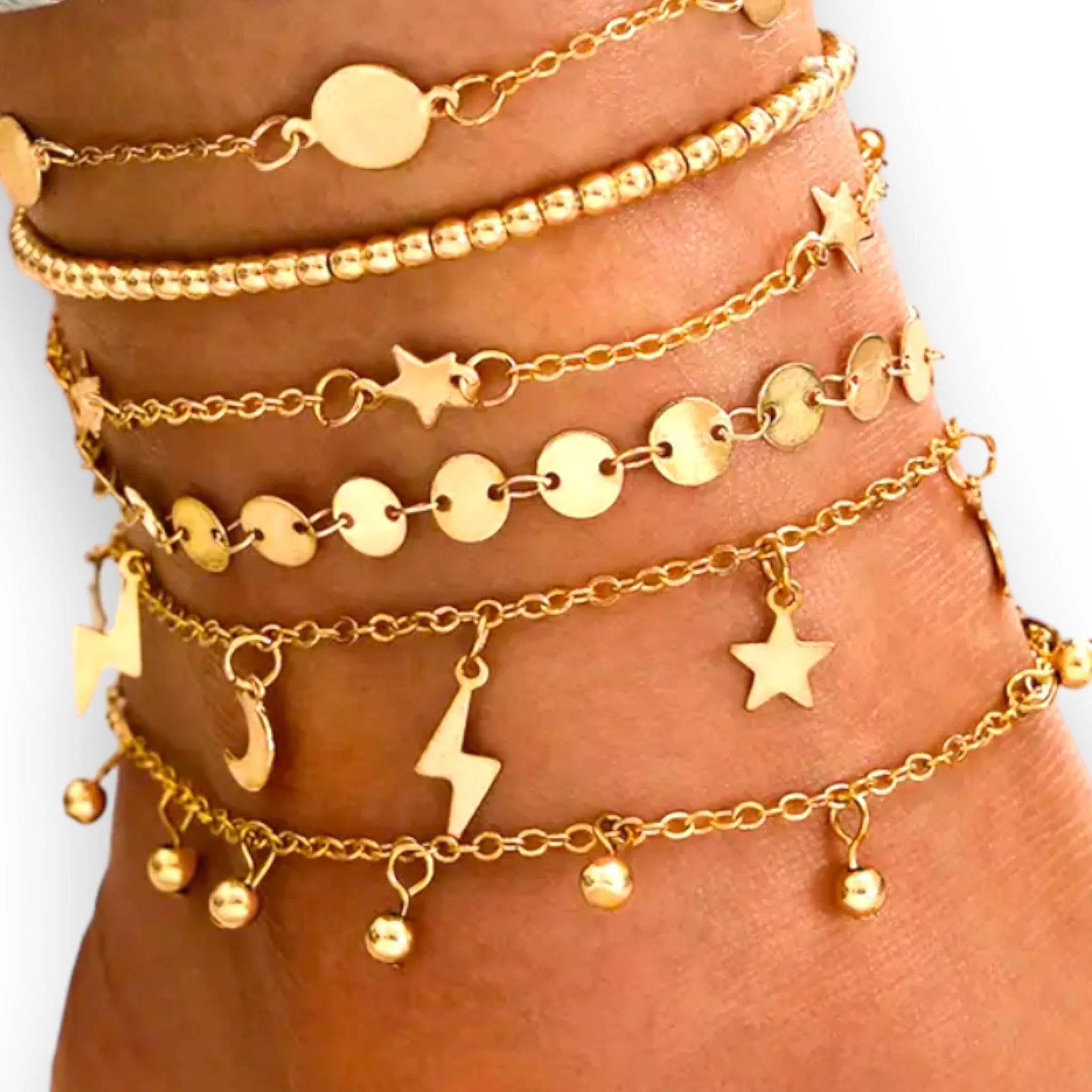 Enchanting Gold-Toned Anklet Sets