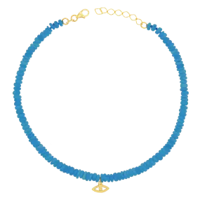 Evil Eye Neon Blue Opal Anklet