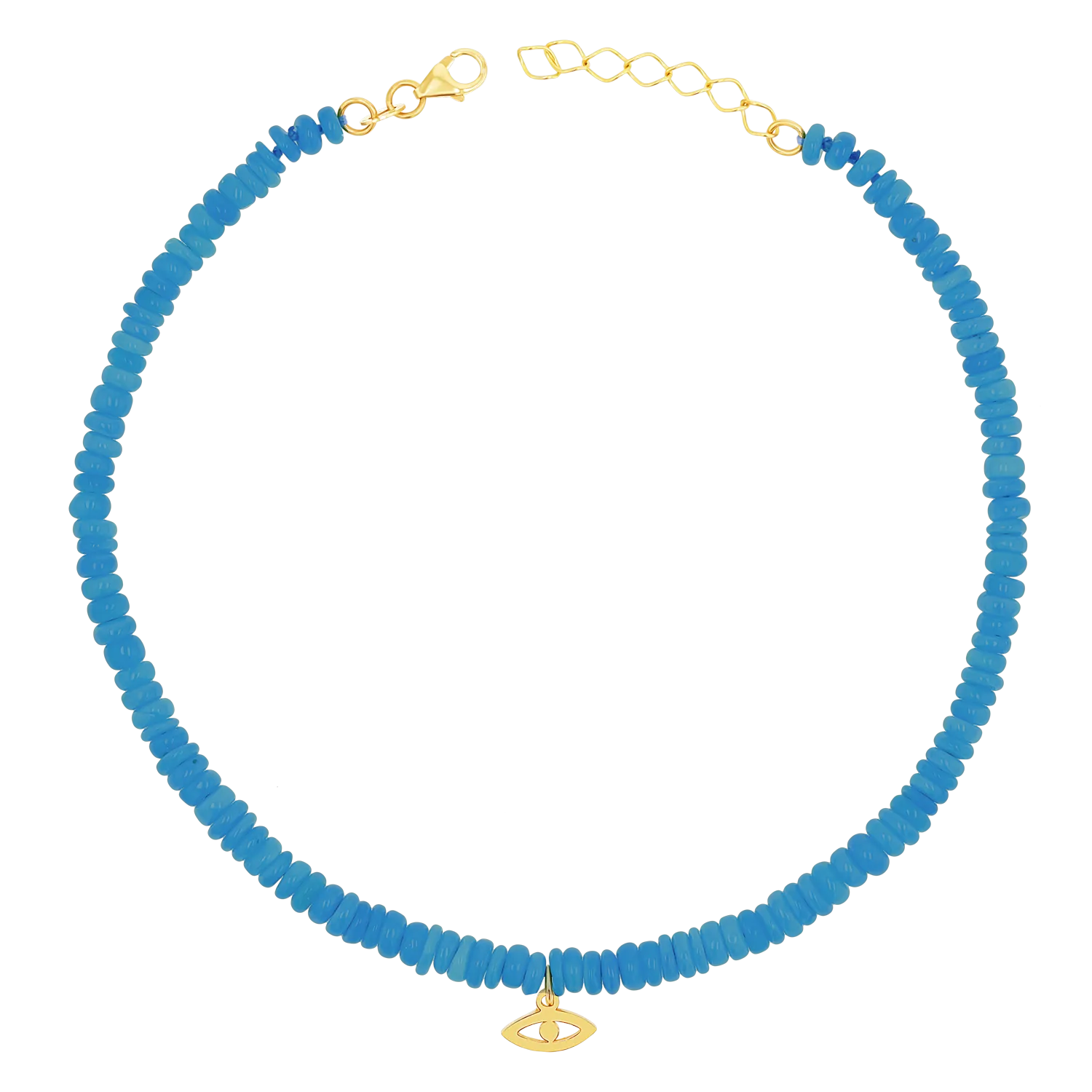 Evil Eye Neon Blue Opal Anklet