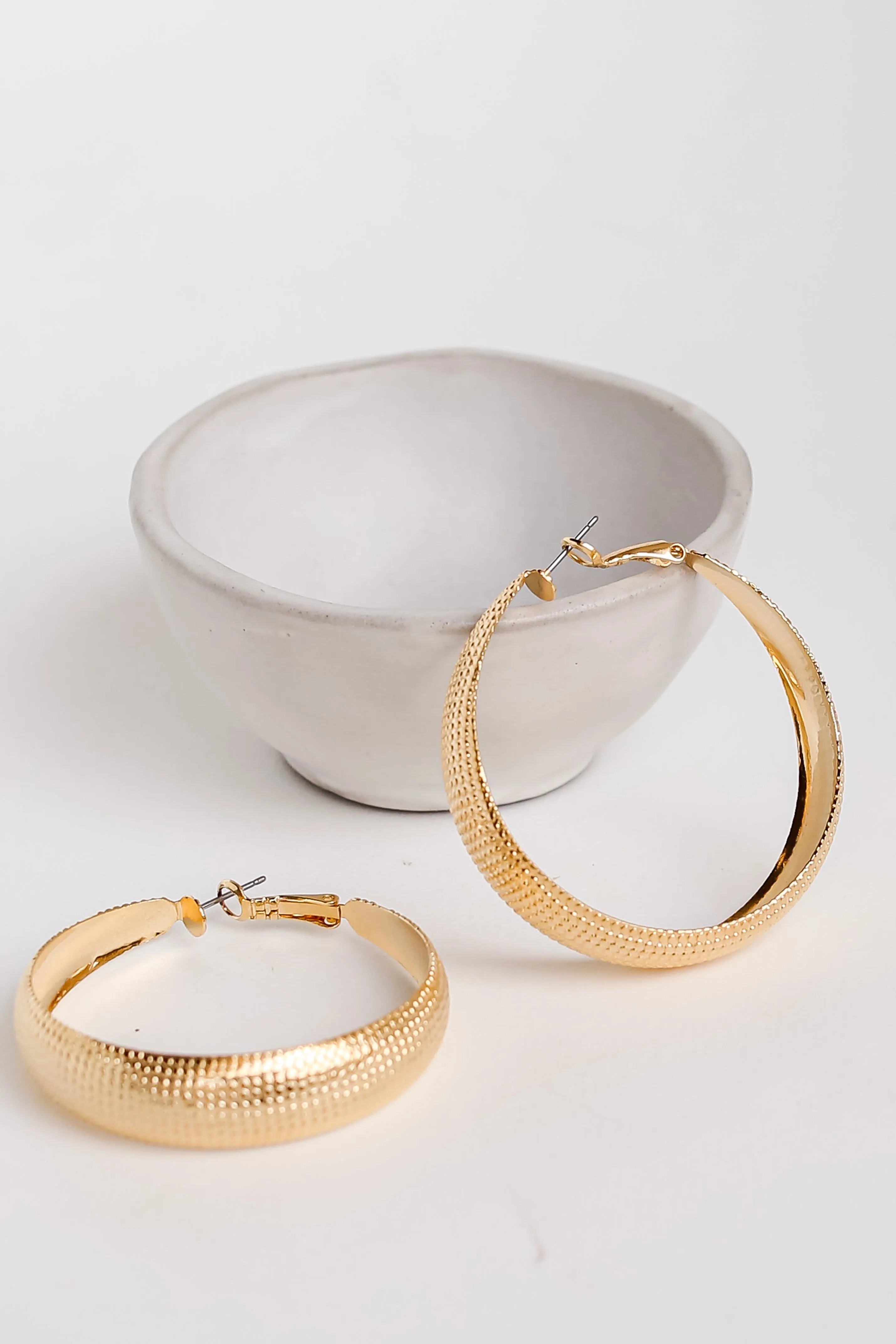 FINAL SALE - Kate Gold Textured Hoop Earrings