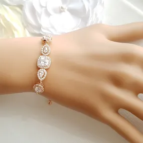 Gold & Crystal Bridal Bracelet- Gianna