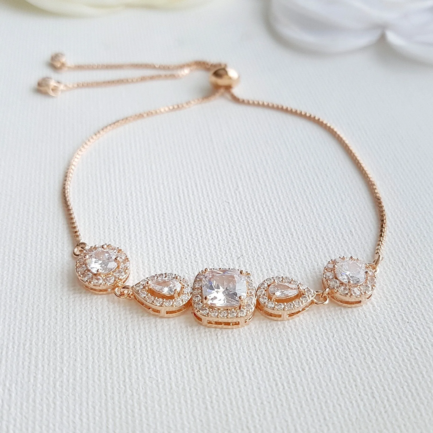 Gold & Crystal Bridal Bracelet- Gianna