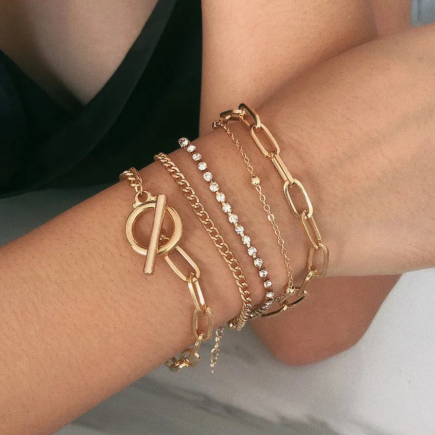 Gold Charm Bracelet Set