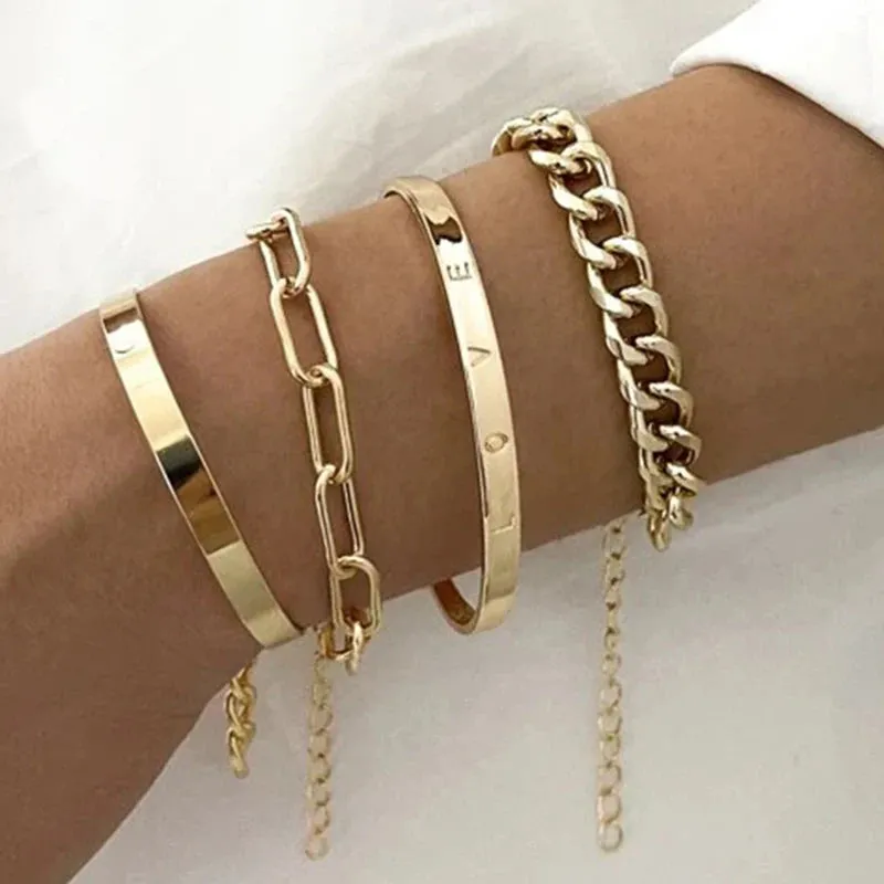 Gold Charm Bracelet Set