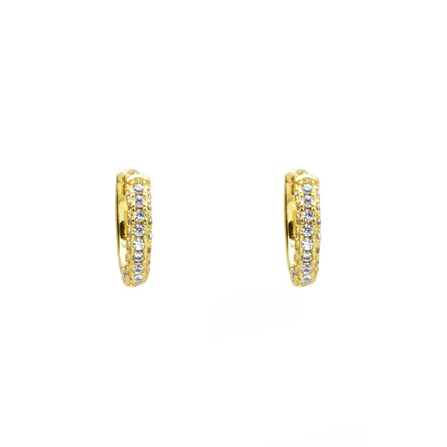 Gold Cubic Zirconia Huggie Hoop Earrings