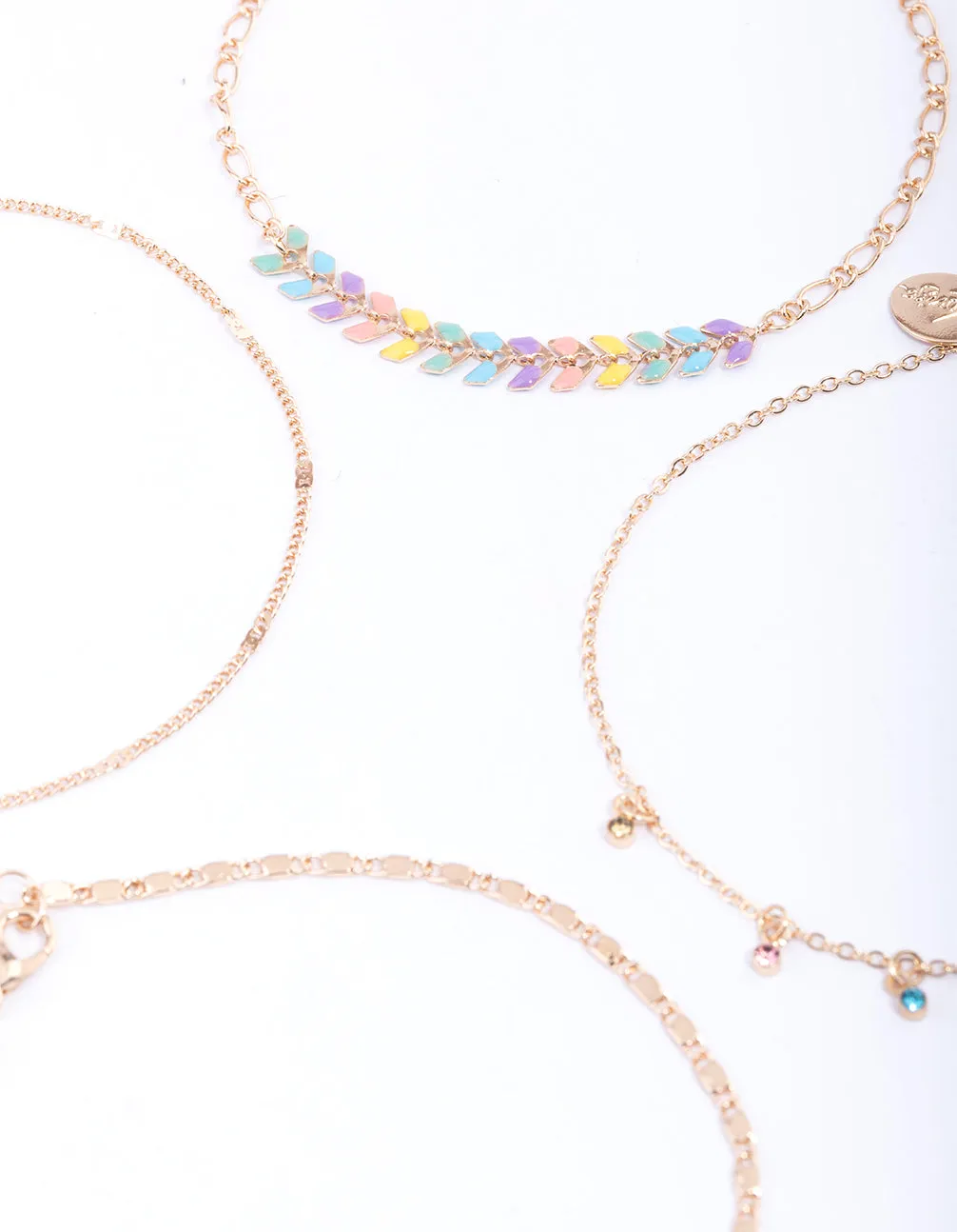 Gold Enamel Fishtail Anklet 4-Pack