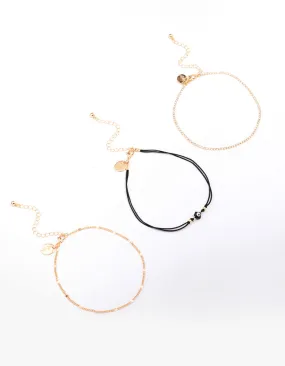 Gold Evil Eye Chain Anklet 3-Pack