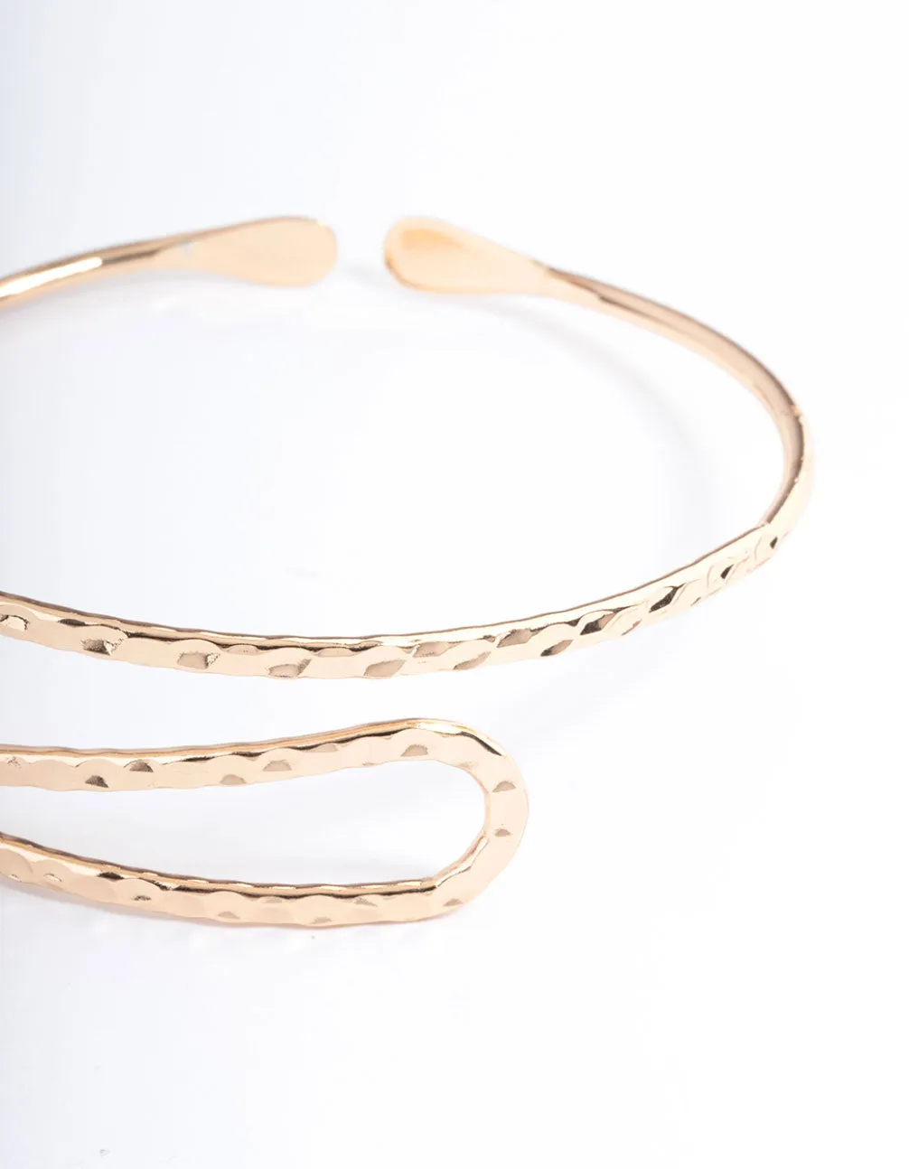 Gold Hammered Swirl Bangle Arm Cuff