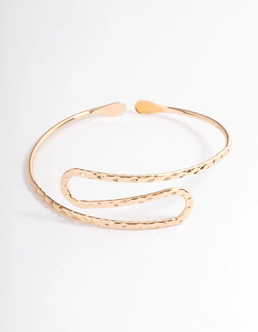 Gold Hammered Swirl Bangle Arm Cuff