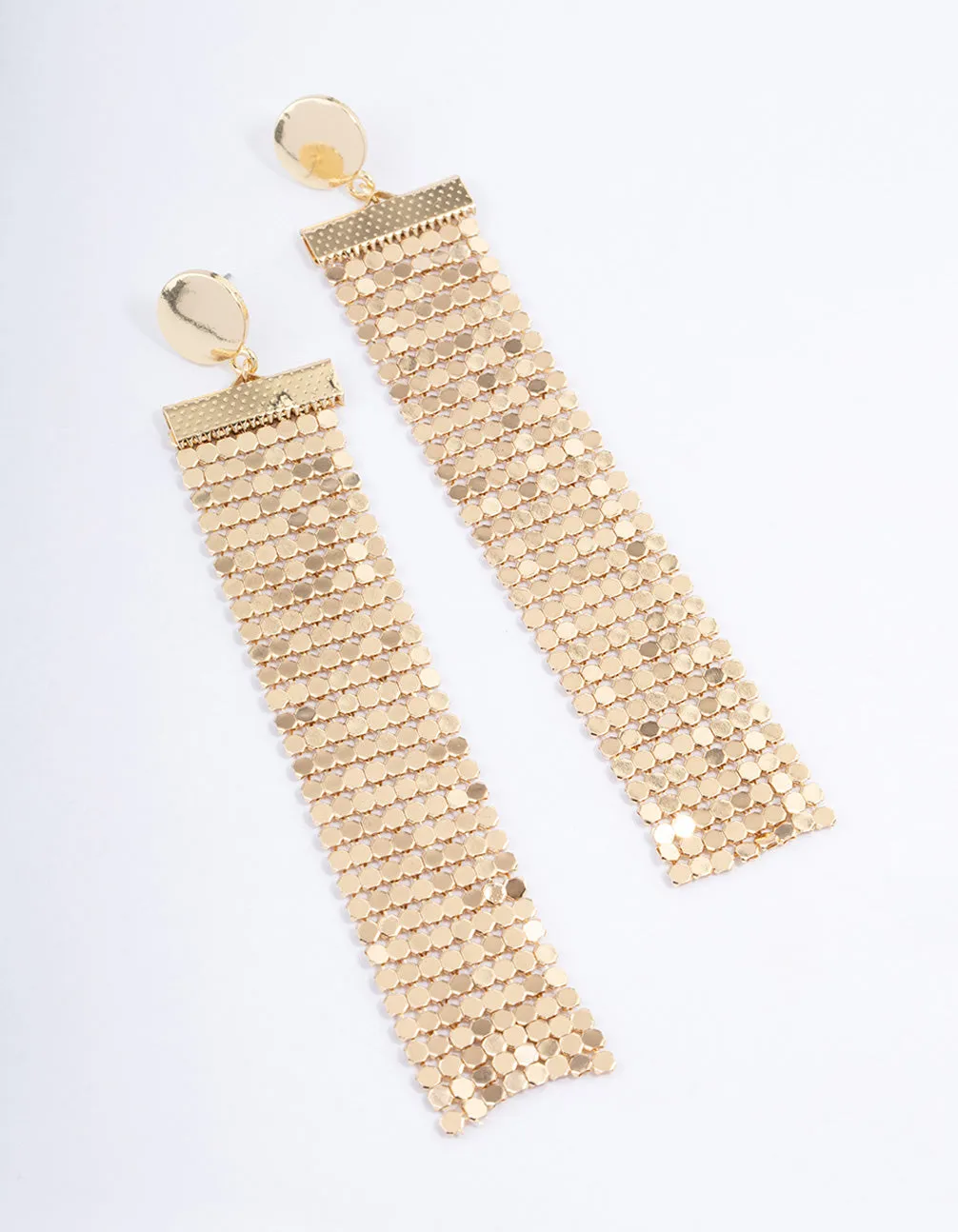 Gold Mesh Chain Statement Drop Earrings