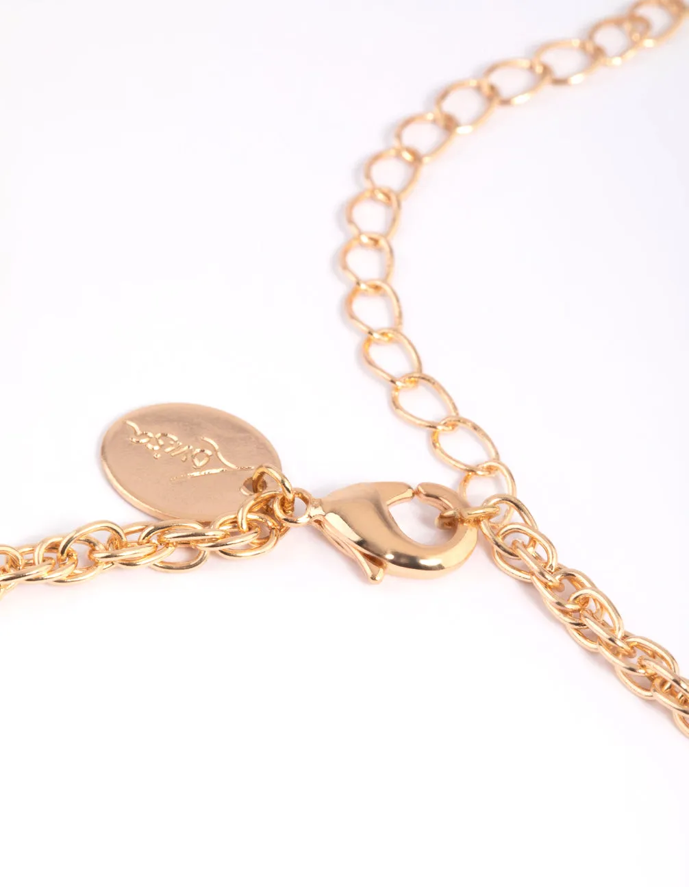 Gold Oval Link Anklet Set