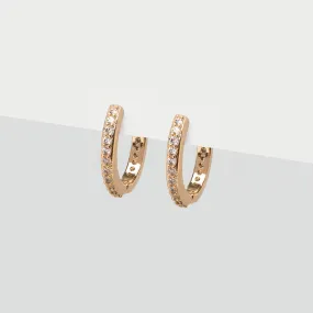 Gold Pave Huggie Hoops